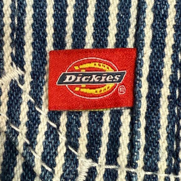 Dickies Blue Striped Denim Bib Overalls Men’s Medium 100% Cotton 31” Inseam - Picture 5 of 8